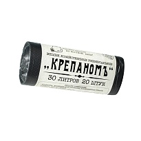 Мешки для мусора 30 л, черные, в рулоне 20 шт., ПНД, 7 мкм, 560х440 мм, Крепаномъ, 4607075710580 в Чите