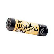 Мешки для мусора 30 л, черные, в рулоне 30 шт., ПНД, 7 мкм, 600х500 мм, ШМЕЛЬ, 4625 в Чите