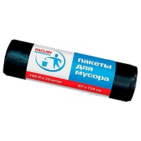 Мешки для мусора 160 л, черные, в рулоне 20 шт., ПВД, 30 мкм, 1200х870 мм, PACLAN Professional, 604082 в Чите