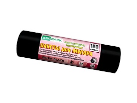 Мешки для мусора 180 л, ароматизированные, черные, в рулоне 10 шт., ПВД, 50 мкм, 1100х930 мм, EXTRA black, 18008301 в Чите