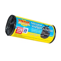 Мешки для мусора 120 л, черные, в рулоне 20 шт., ПНД, 15 мкм, 1100х700 мм, Крепак, 4607075710207 в Чите