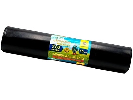 Мешки для мусора 200 л, ароматизированные, черные, в рулоне 10 шт., ПВД, 100 мкм, 1200х800 мм, Добрыня, Dob20010black в Чите