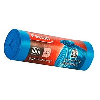 Мешки для мусора 160 л, синие, в рулоне 10 шт., ПВД, 21 мкм, 1200х870 мм, PACLAN Big&Strong, 604075 в Чите