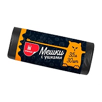 Мешки для мусора 35 л, с ушками, черные, в рулоне 30 шт., ПНД, 10 мкм, 655х500 мм, Comfort, М6064 в Чите