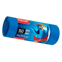 Мешки для мусора 160 л, с ушками, синие, в рулоне 10 шт., ПВД, 30 мкм, 1250х900 мм, PACLAN Multitop, 604064 в Чите