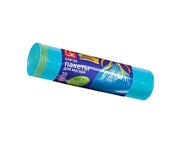Мешки для мусора 35 л, с завязками, голубые, в рулоне 20 шт., ПНД, 12 мкм, 560х530 мм, GRIFON, 101-061 в Чите