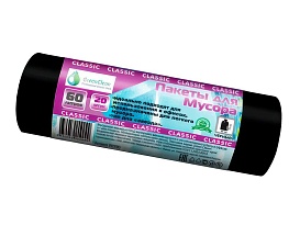 Мешки для мусора 60 л, черные, в рулоне 20 шт., ПНД, 7 мкм, 700х600 мм, MIRPACK Classik, 602050 в Чите