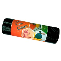 Мешки для мусора 60 л, черные, в рулоне 30 шт., ПНД, 6 мкм, 640х580 мм, Концепция Быта EcoClean, 603890 в Чите