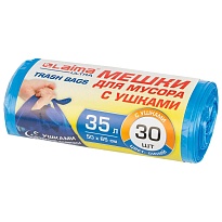 Мешки для мусора 35 л, с ушками, синие, в рулоне 30 шт., ПНД, 11 мкм, 650х500 мм, LAIMA ULTRA, 607684 в Чите
