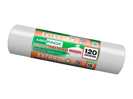 Мешки для мусора 120 л, белые, в рулоне 10 шт., ПНД, 14 мкм, 1100х700 мм, EXTRA, ex1201803 в Чите