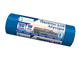 Мешки для мусора 30 л, синие, в рулоне 20 шт., ПНД, 7 мкм, 600х500 мм, MIRPACK Classik, 302041 в Чите