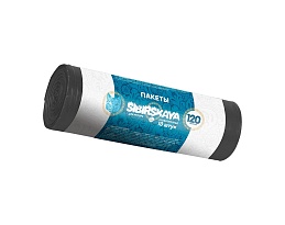 Мешки для мусора 120 л, черные, в рулоне 10 шт., ПНД, 14 мкм, 1100х700 мм, SIBIRSKAYA, 101-008 S в Чите