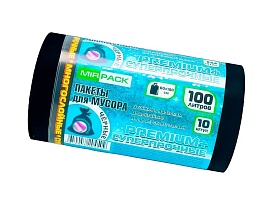 Мешки для мусора 100 л, черные, в рулоне 10 шт., ПВД, 70 мкм, 1000х600 мм, PREMIUM+, 1001076 в Чите