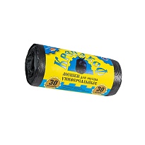 Мешки для мусора 30 л, с ушками, черные, в рулоне 30 шт., ПНД, 8 мкм, 580х460 мм, Крепакоф, 4607075710238 в Чите