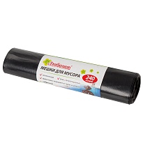 Мешки для мусора 240 л, черные, в рулоне 5 шт., ПВД 30 мкм, 1300х900 мм, Любаша, 605338 в Чите