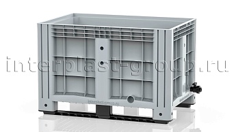 Контейнер iBox сплошной на полозьях с краном серый в Чите