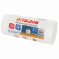 Мешки для мусора 35 л, белые, в рулоне 30 шт., ПНД, 6 мкм, 550х480 мм, LAIMA, 605538 в Чите