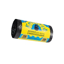 Мешки для мусора 20 л, с ушками, черные, в рулоне 30 шт., ПНД, 10 мкм, 550х440 мм, Крепакоф, 4607075710221 в Чите