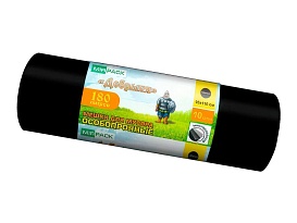 Мешки для мусора 180 л, ароматизированные, черные, в рулоне 10 шт., ПВД, 100 мкм, 1100х930 мм, Добрыня, Dob18010black в Чите