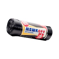 Мешки для мусора 60 л, черные, в рулоне 20 шт., ПНД, 9 мкм, 700х600 мм, МЕШКОFF, 4045 в Чите